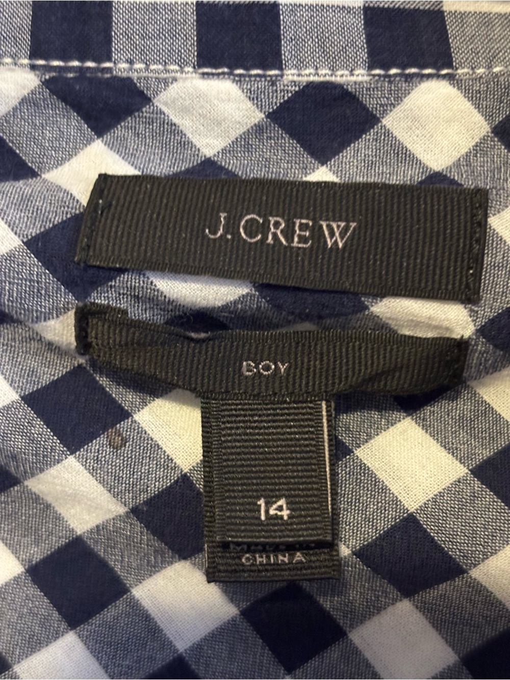 J. Crew Navy and White Gingham Button-Up Shirt - Picture 1 of 3